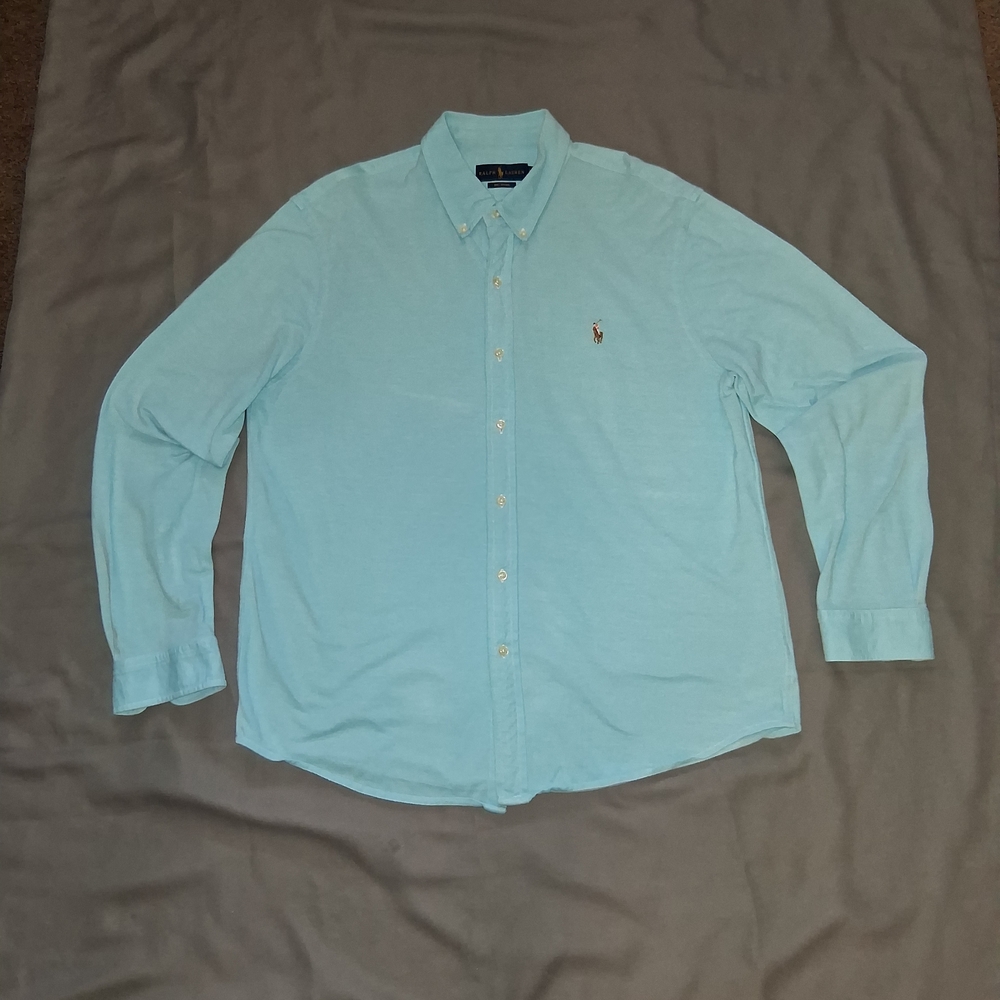 Ralph Lauren Knit Oxford Men SZ XL Light Blue Casual Button Down Shirt - Picture 4 of 15